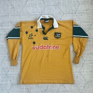 Vintage 2000s Y2K Men’s Canterbury Australia Wallabies Yellow Rugby Polo